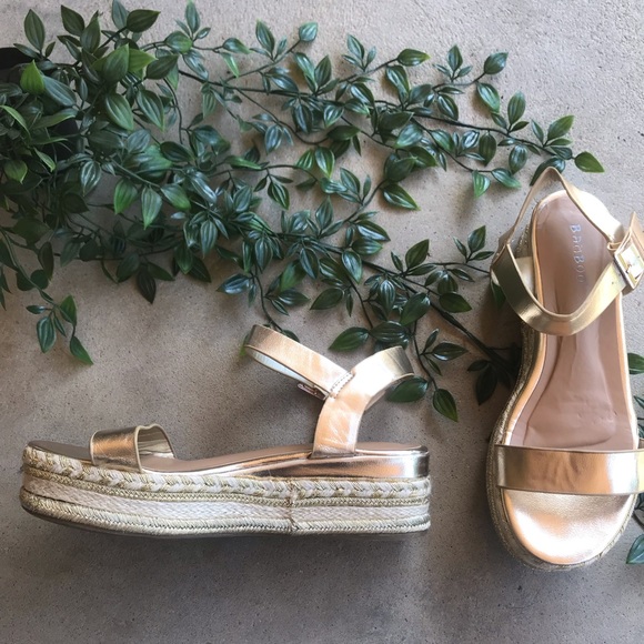 gold platform espadrille sandals